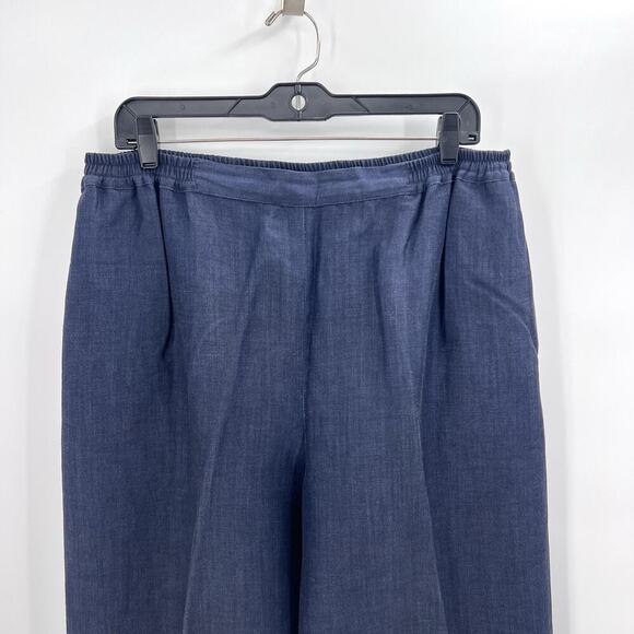 Eskandar Navy Blue 100% Linen Wool Blend Pull On Wide Leg Trouser Pants Size 2 - Picture 2 of 8